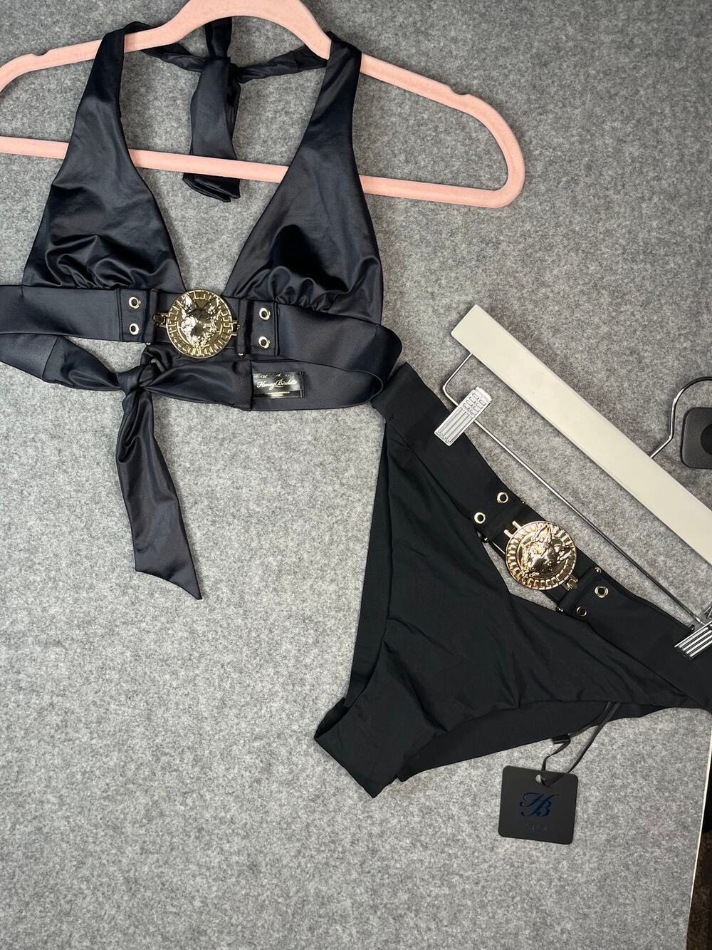 NWT Honey Birdette Brooklyn Black Gold Medallion Bikini Set S/M